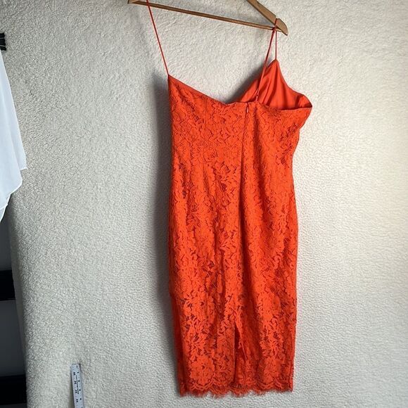 Bardot Dress Womens XL Orange Lace One Shoulder - Picture 8 of 9